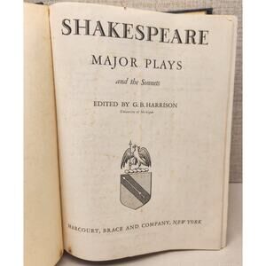 Vintage 1948 Shakespeare Major Plays and the Sonnets GB Harrison, hardcover book